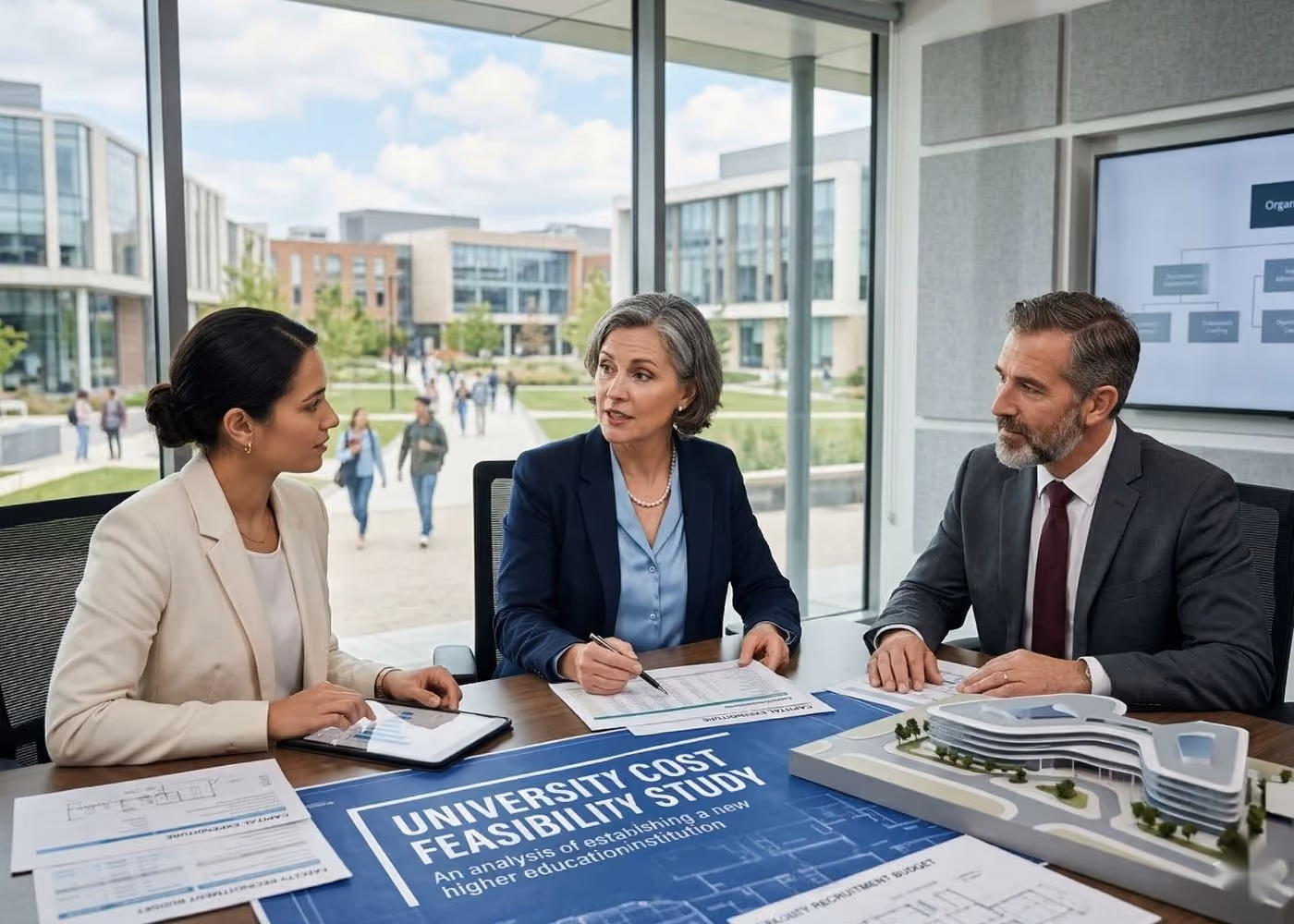 Expert Education Consultants reviewing university startup cost feasibility study