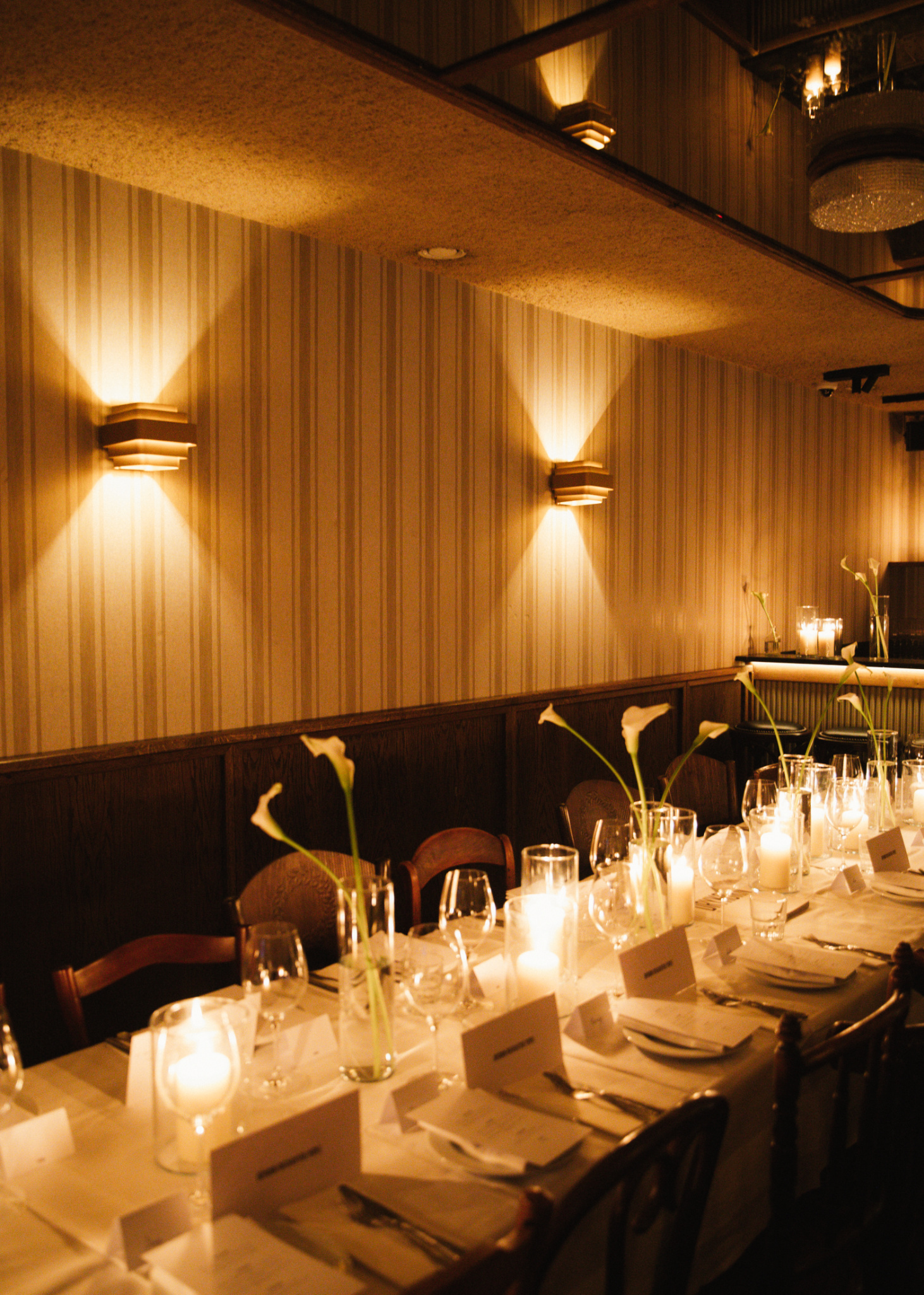 Candlelit private dining table at Bar Bellini