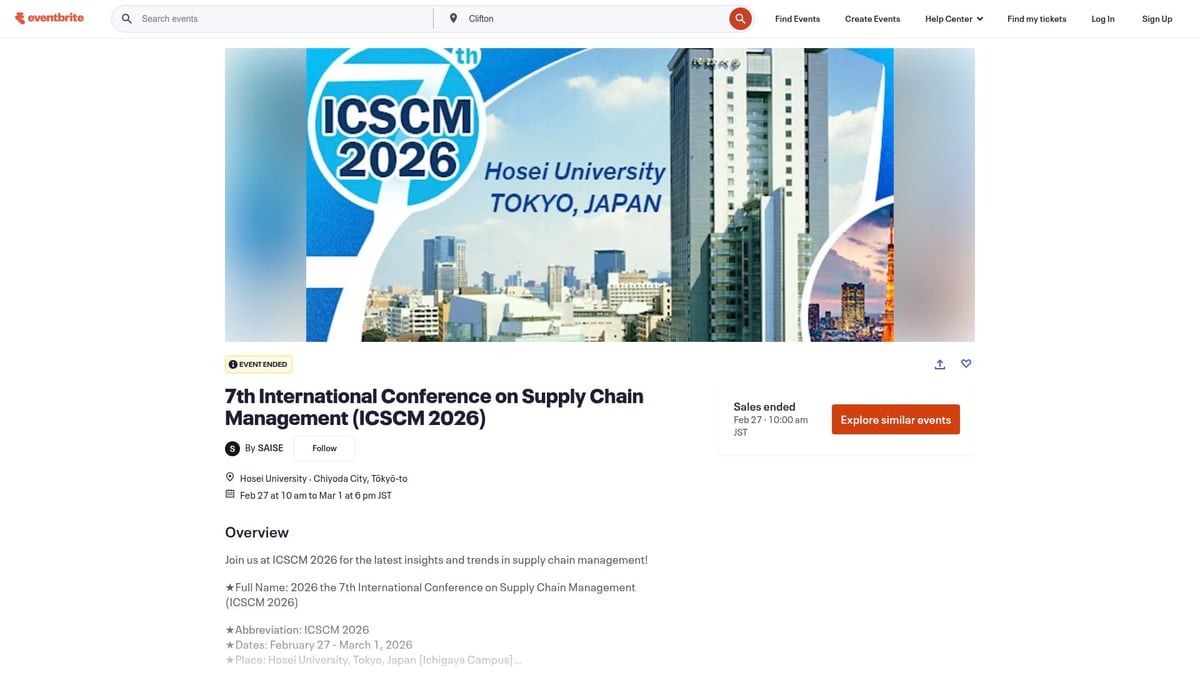Top 8 Blockchain Events You Can’t Miss in 2026 - 7th International Conference on Supply Chain Management (ICSCM 2026)