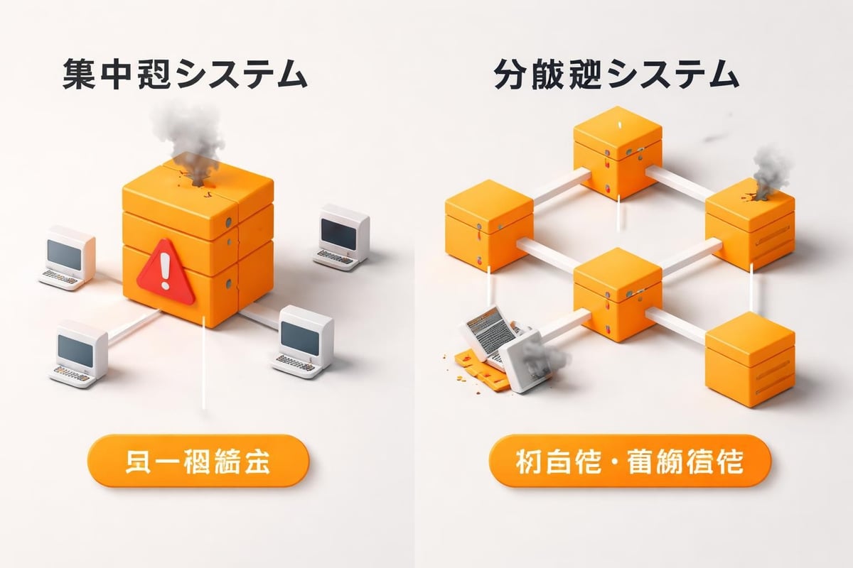 集中型と分散型アーキテクチャの比較
