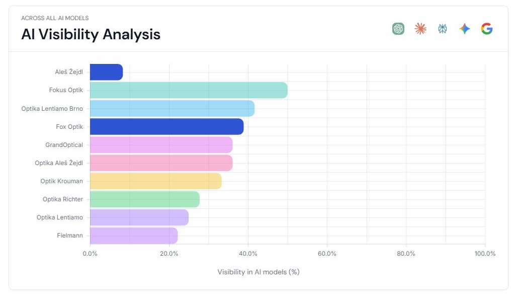 AI visibility graf, který od nás dostanete a spoustu dalších informací
