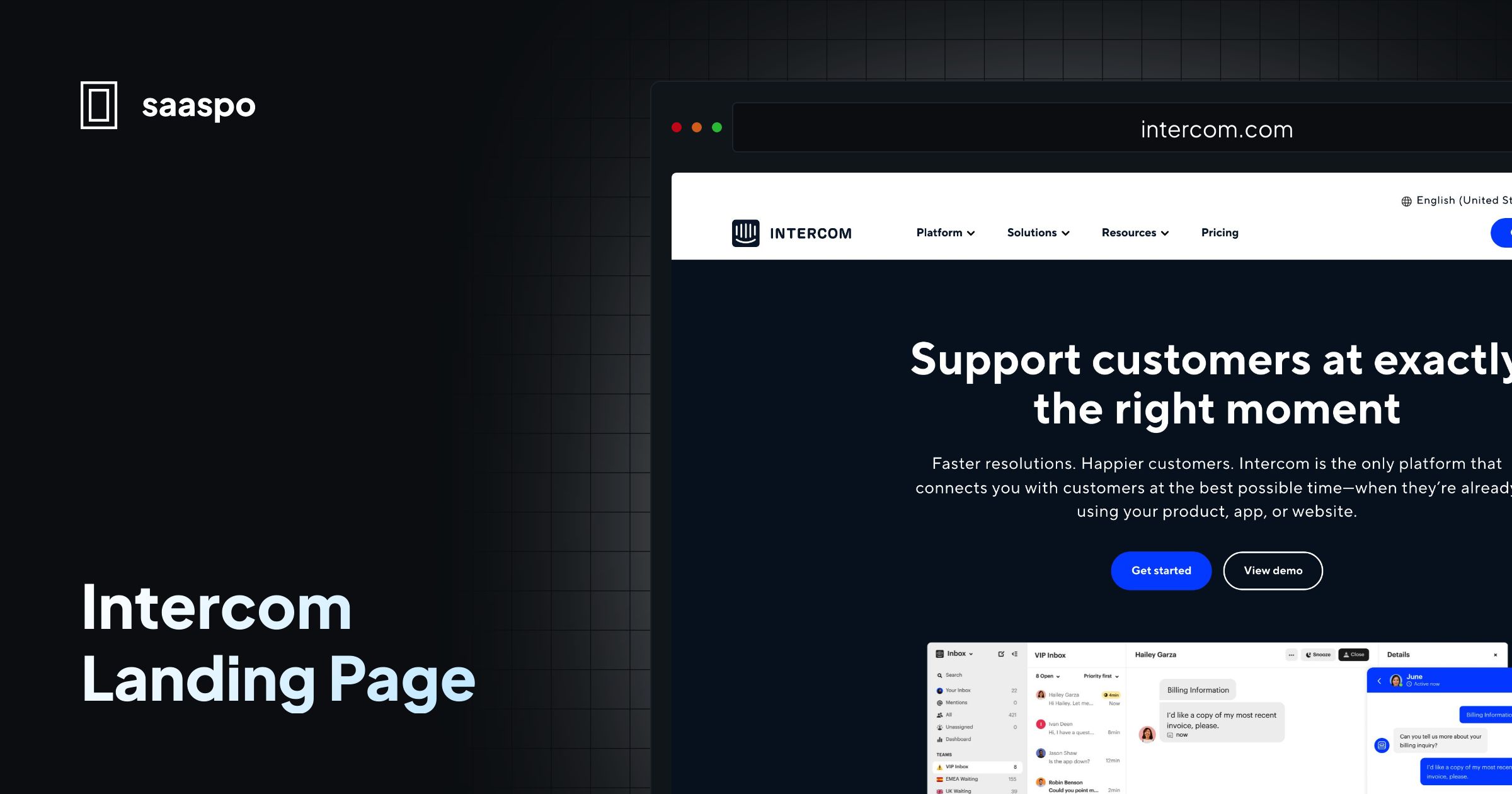 Saaspo | Intercom Landing Page