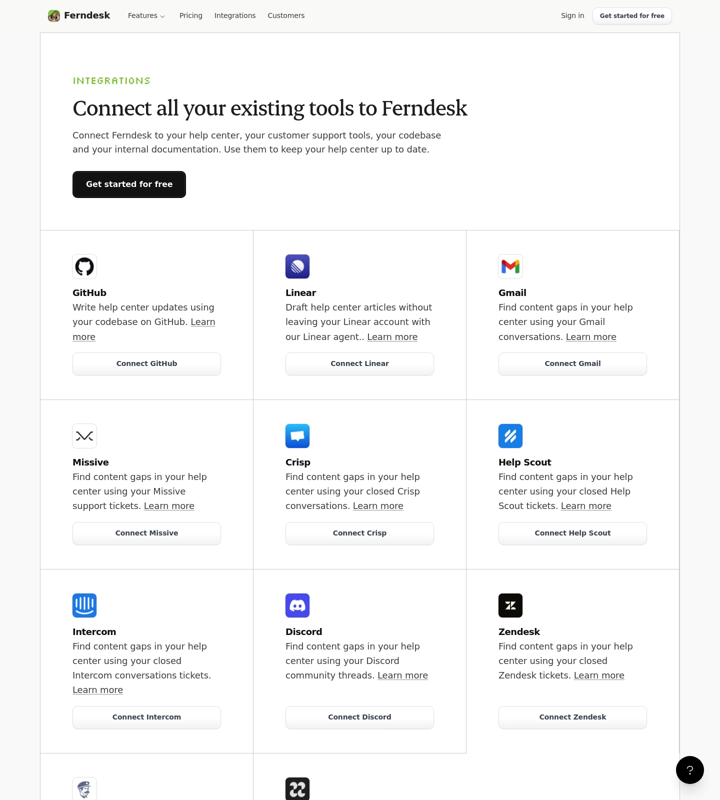 Saaspo | Ferndesk Integrations Page