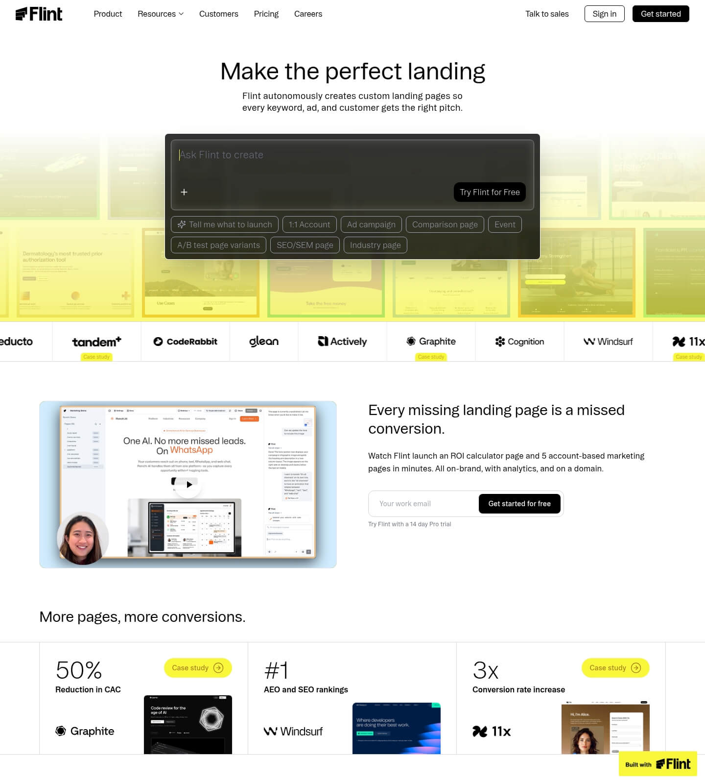 Page Modal Example Saaspo | Flint Landing Page