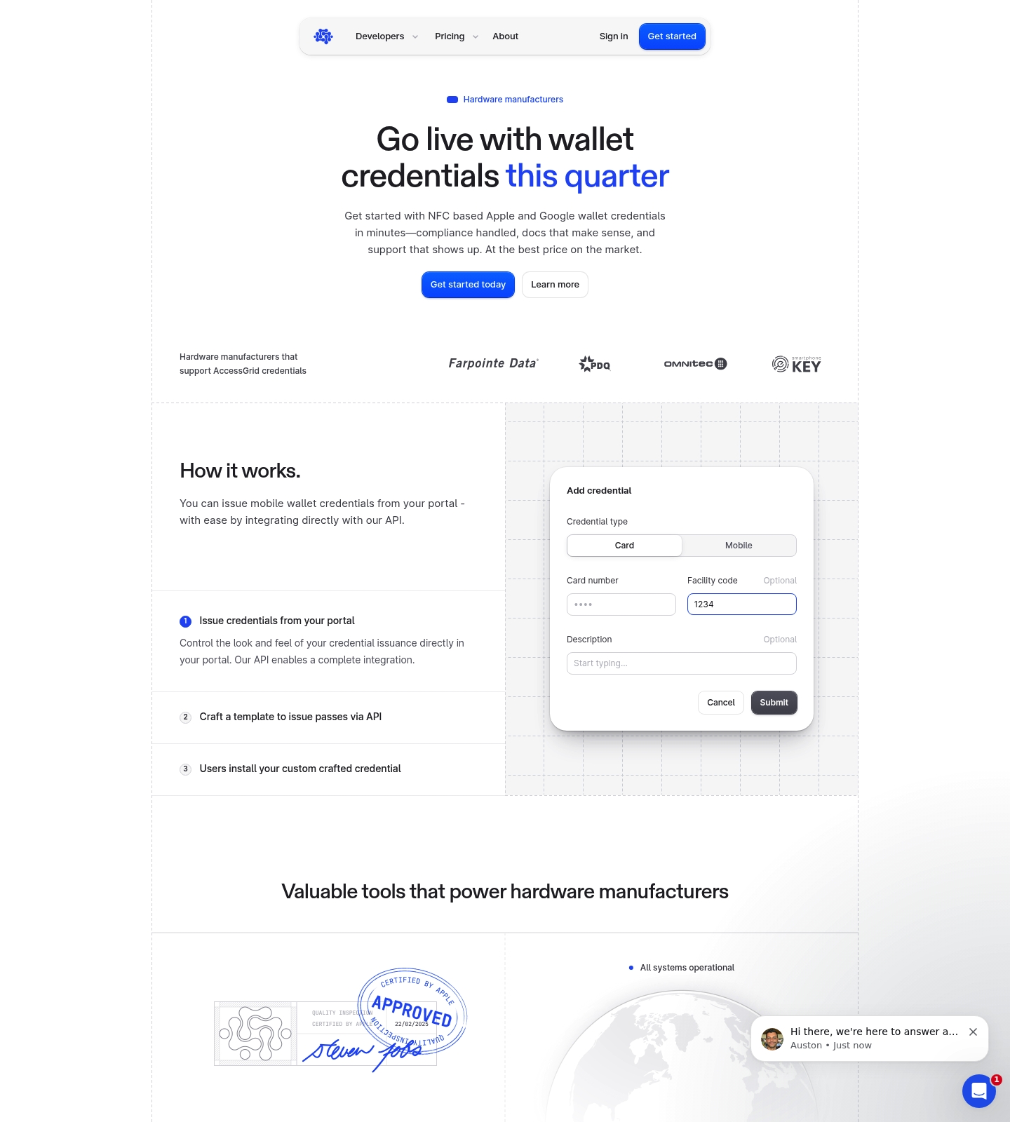 accessgrid.com/customers/hardware-manufacturers website preview