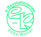 Green circular badge with a stylized face and the text 'Revolutionaries 2024 Winners'.