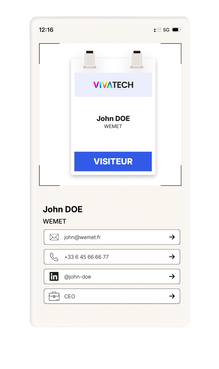 Scan de cartes de visite