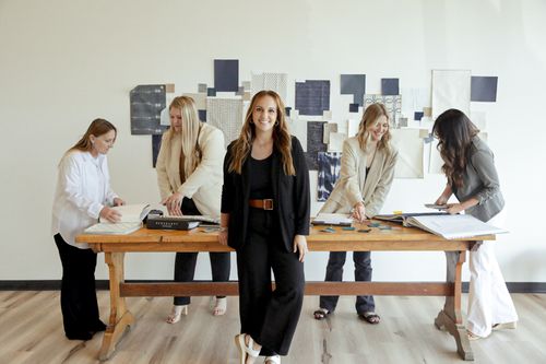 Team members having a design meeting.