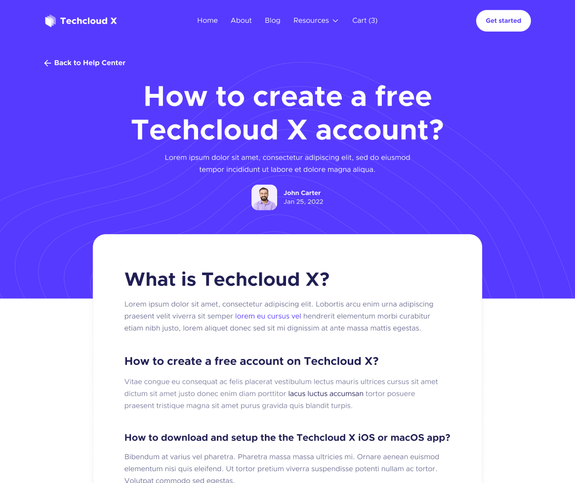 Help Center Single - Techcloud X Webflow Template