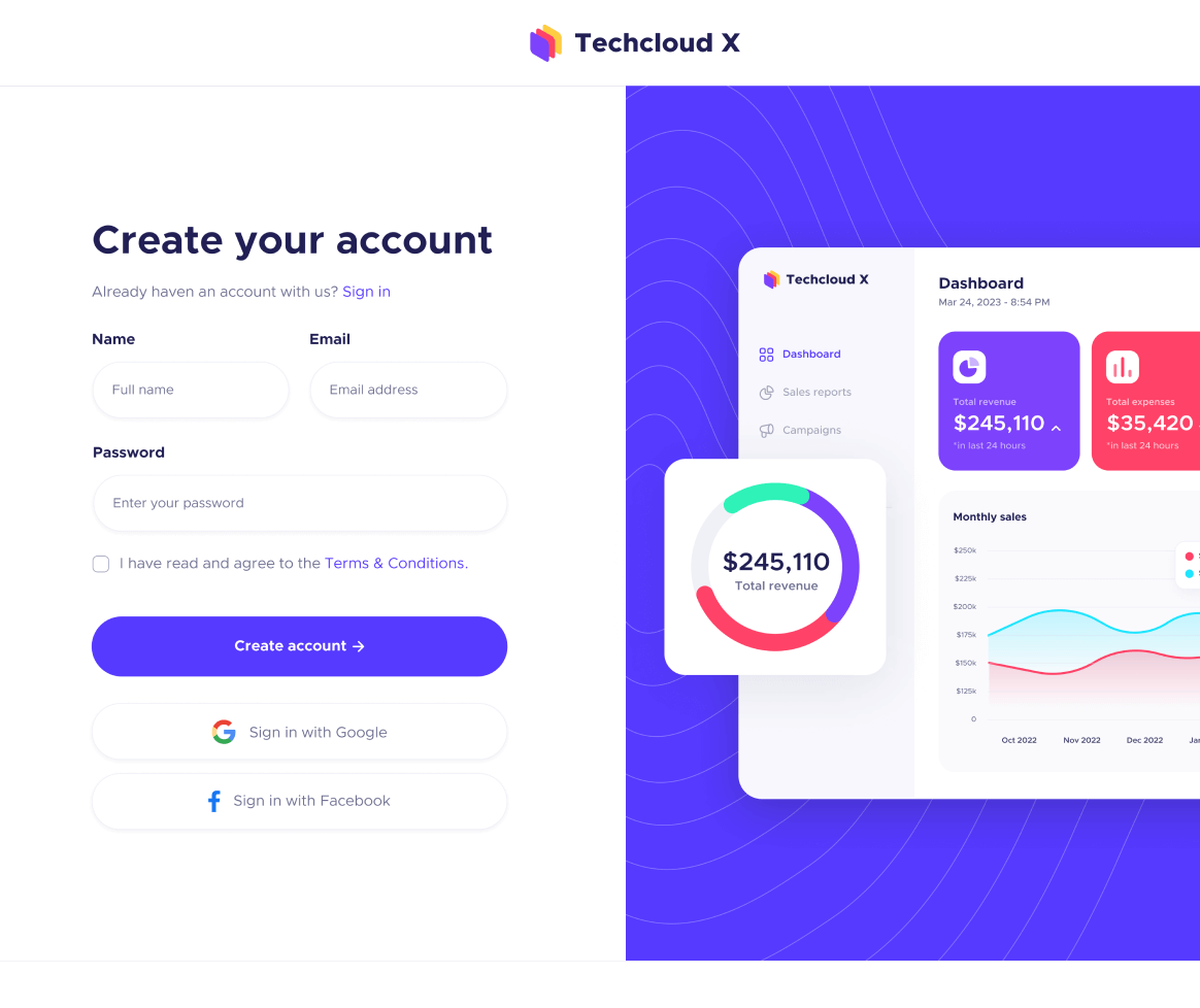 Sign Up - Techcloud X Webflow Template