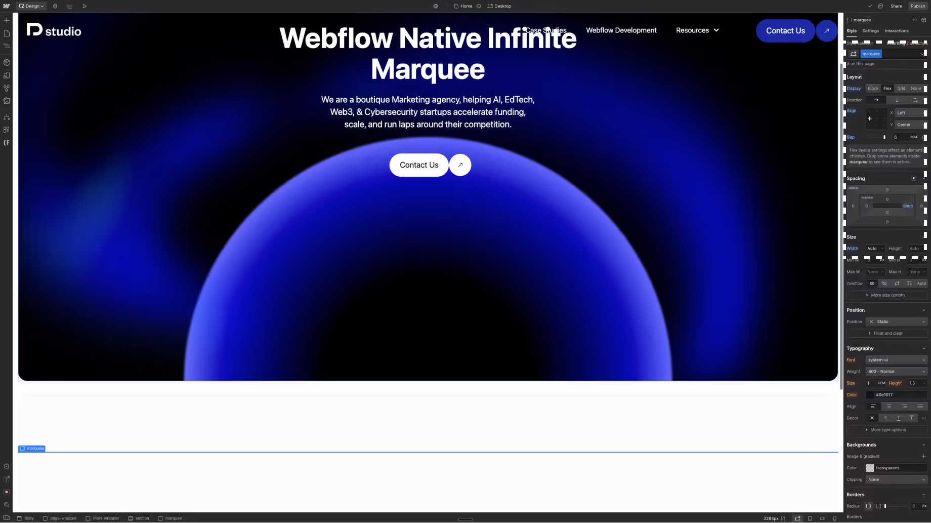 Step 3: Adding Marquee Div to Webflow