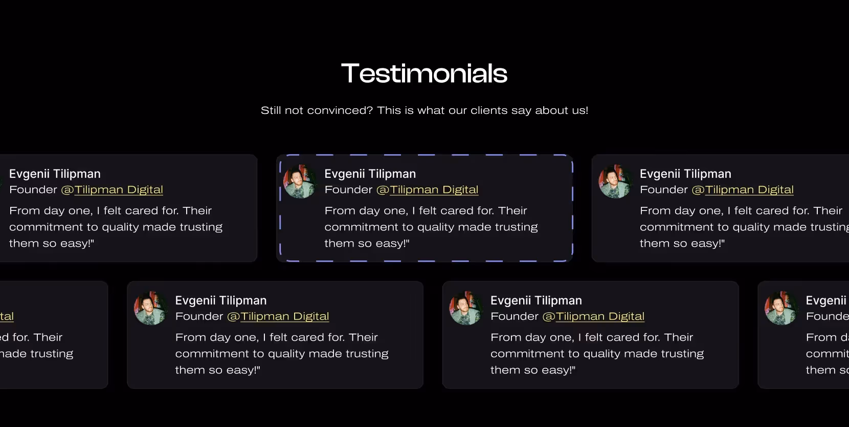 Building trust through Showcasing what the customers say.