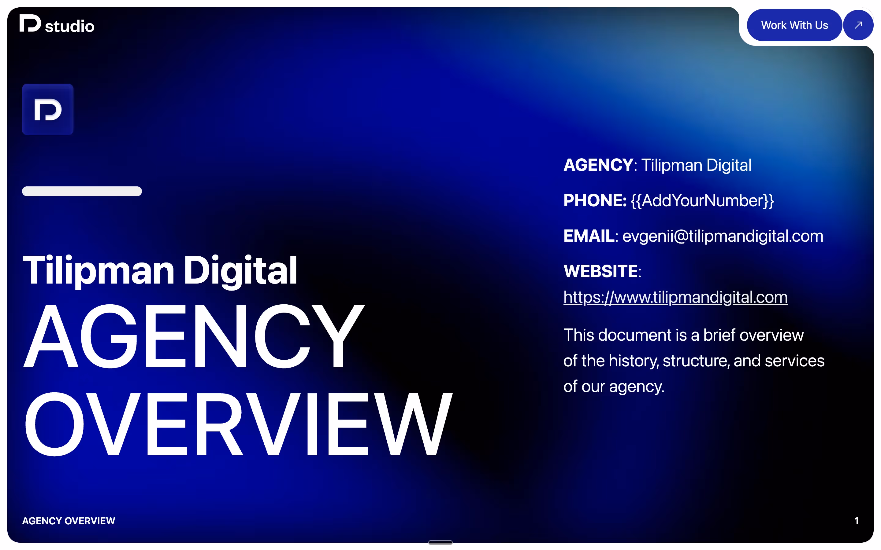 Our Infinite Vertical slideshow includes a ptichdeck / capability deck we use for sales purposes.