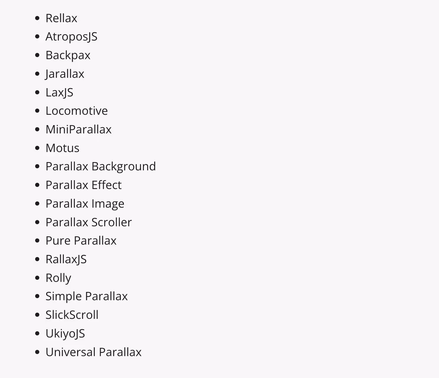 List of Parallax Effect Libraries