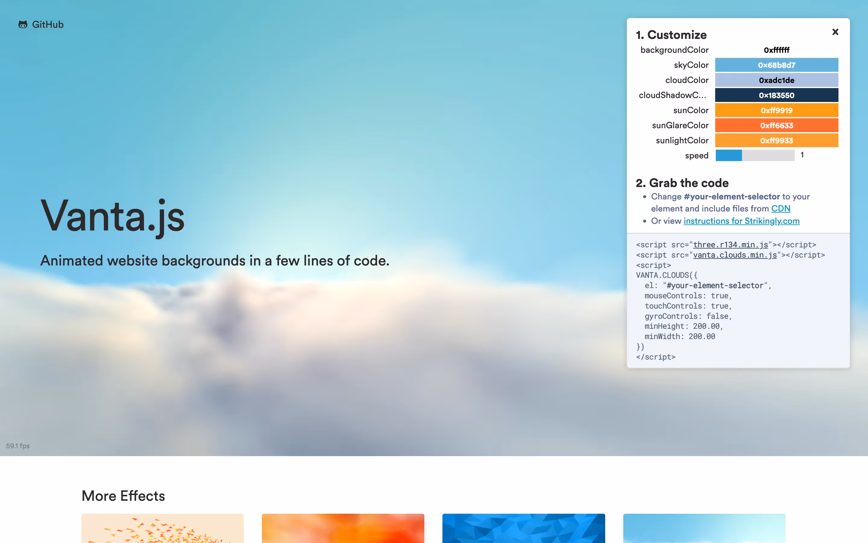Vanta Clouds Interactive Background in Webflow