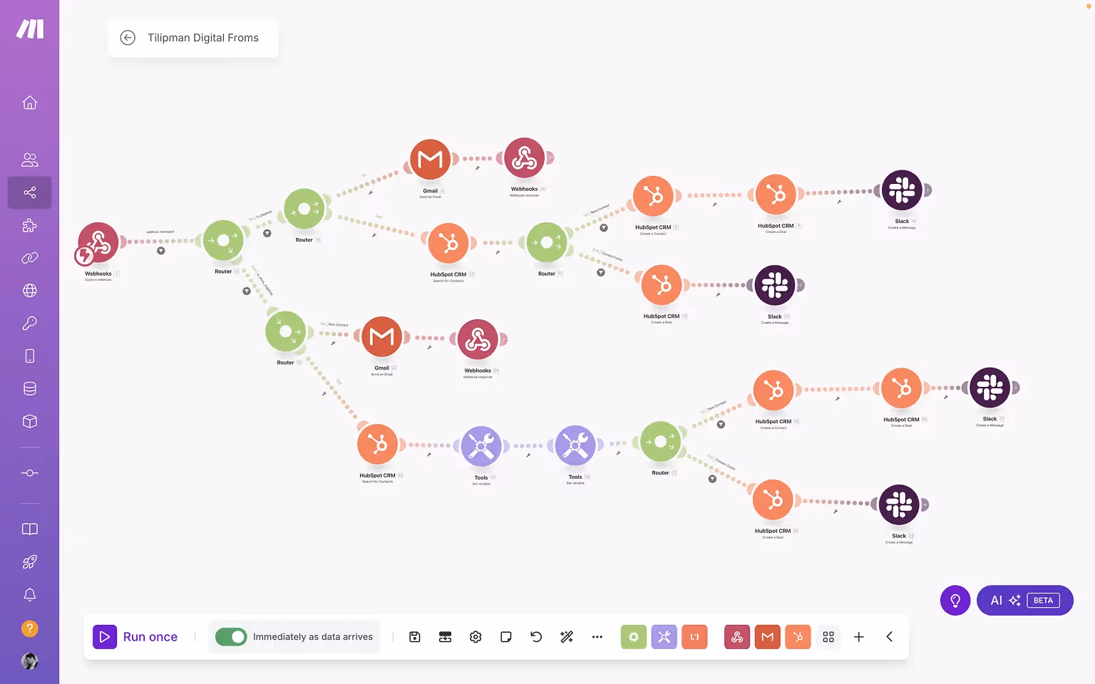 Webflow Hubpot Integration — Make UI