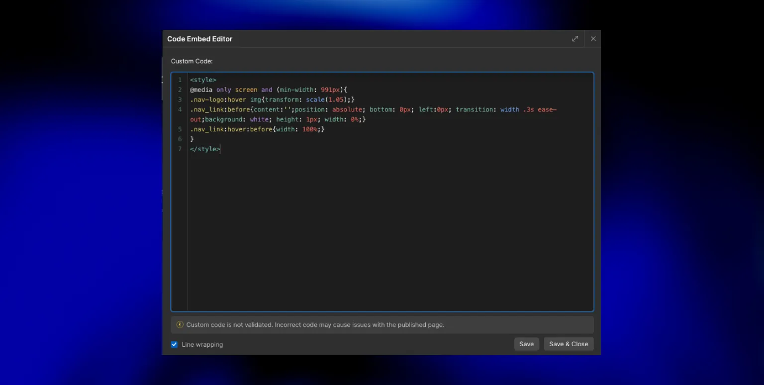 Webflow Centered Navigation Bar: Hover States