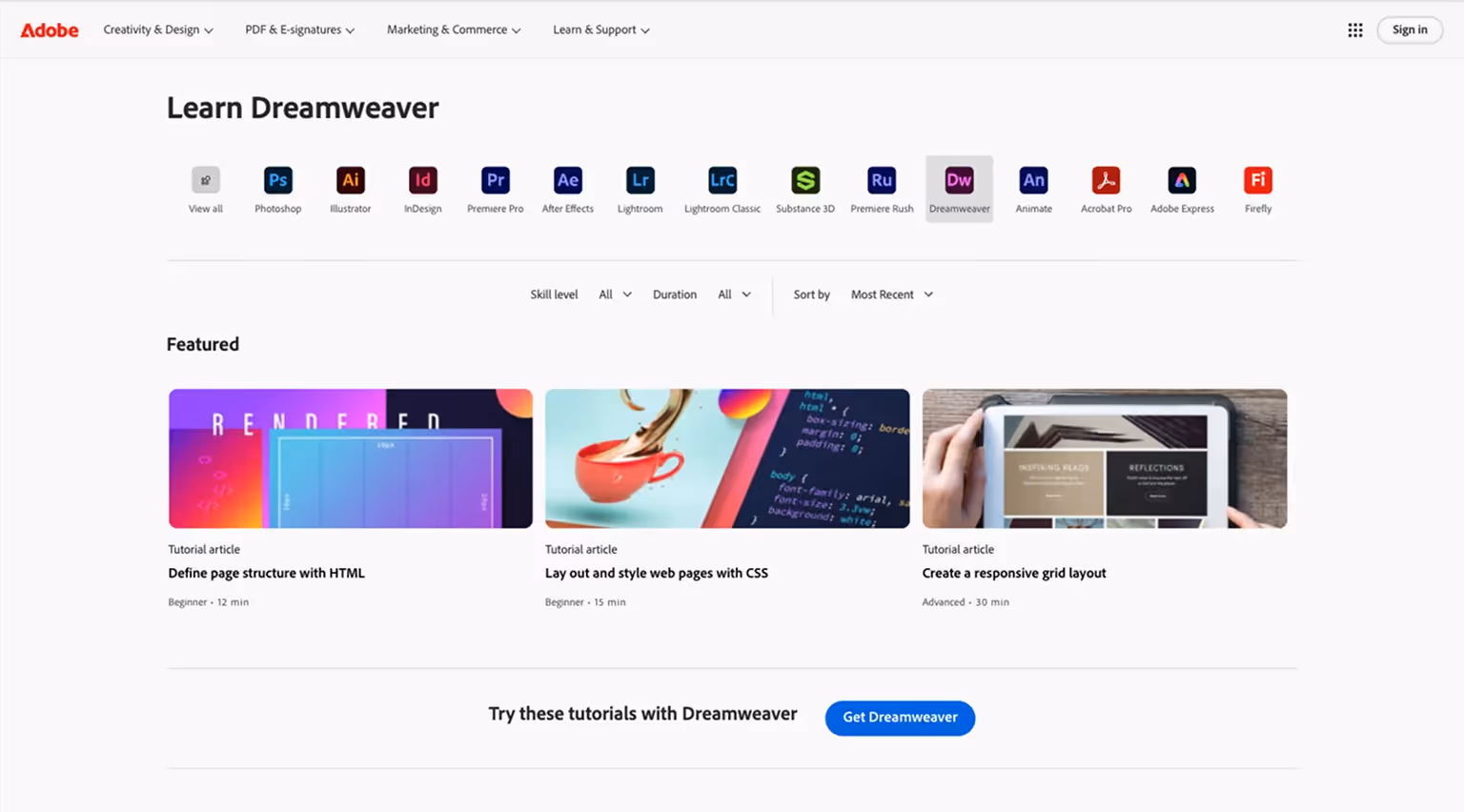 Dreamweaver's Support Center