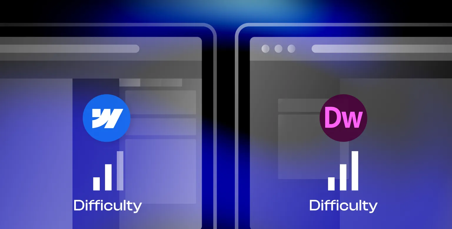 Dreamweaver difficulty higher than Webflow's