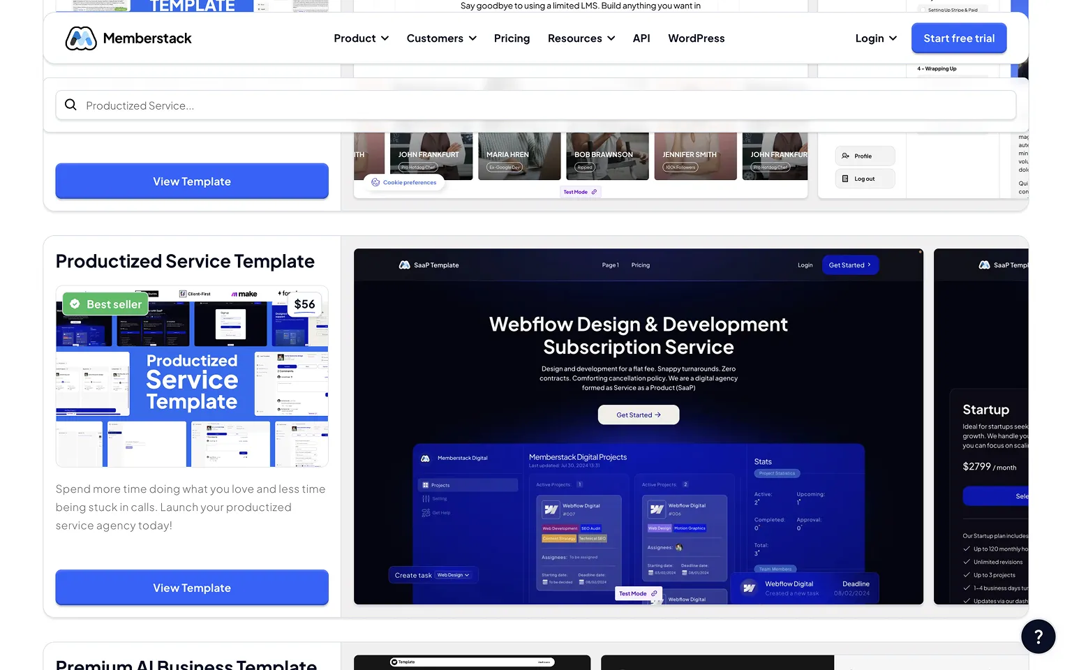 Memberstack Webflow Integration: Productized Service Template