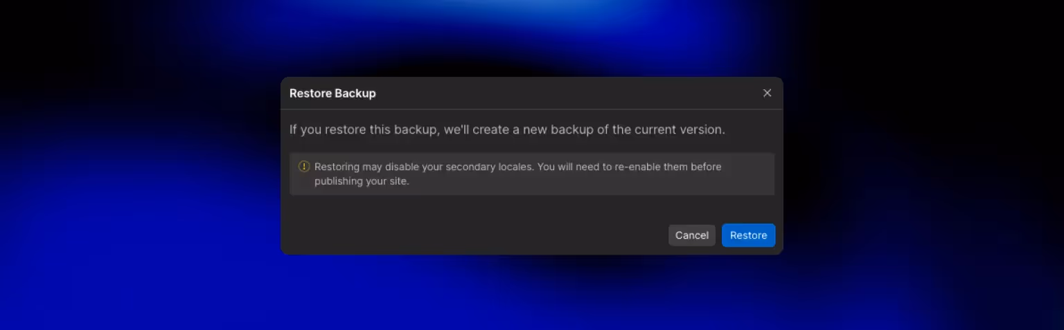 Restoring Site's backup in Webflow