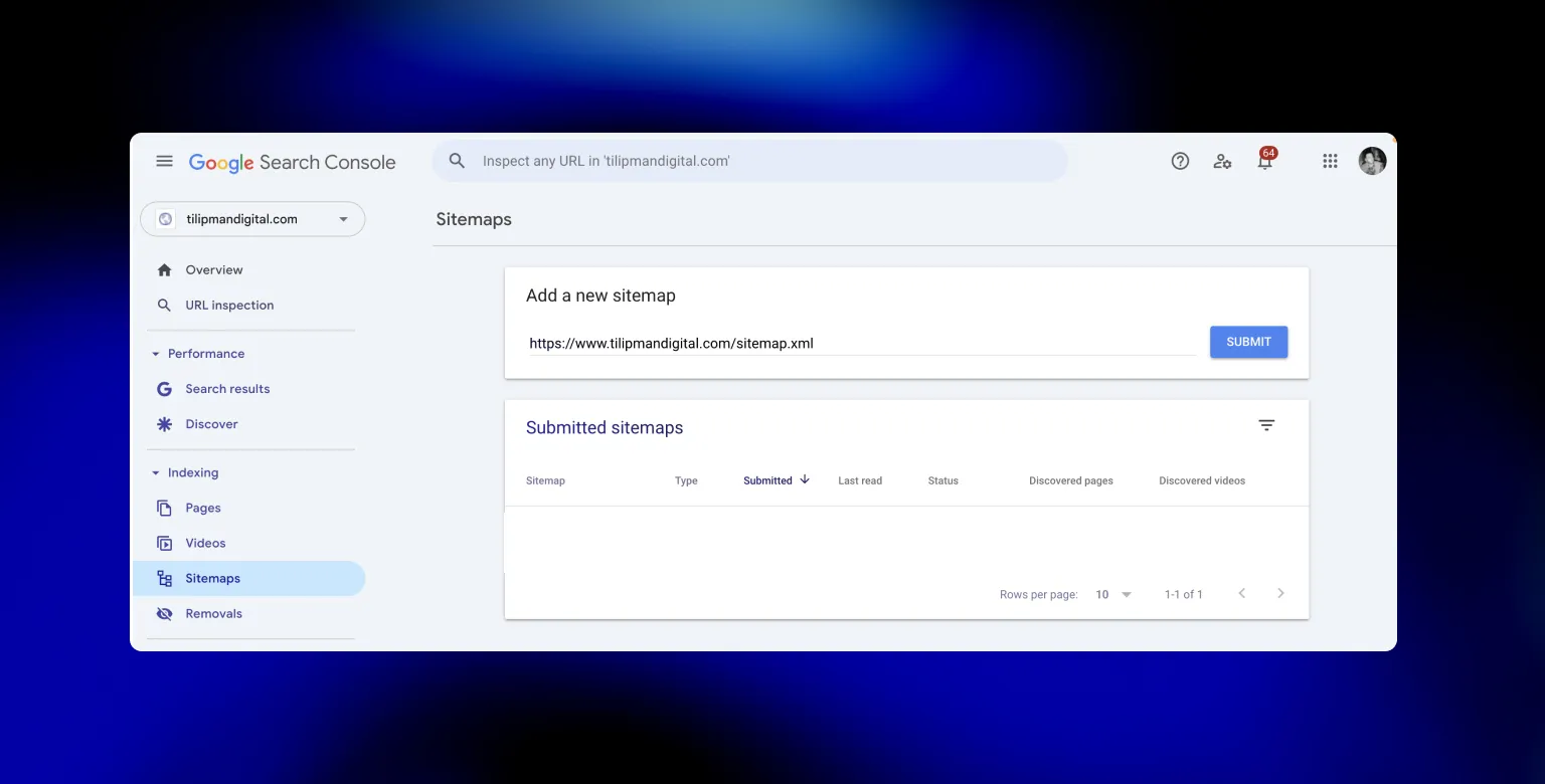 Submitting Webflow sitemap to Google Search Console