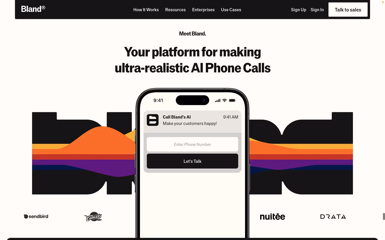 AI Website Example 1: Bland.ai