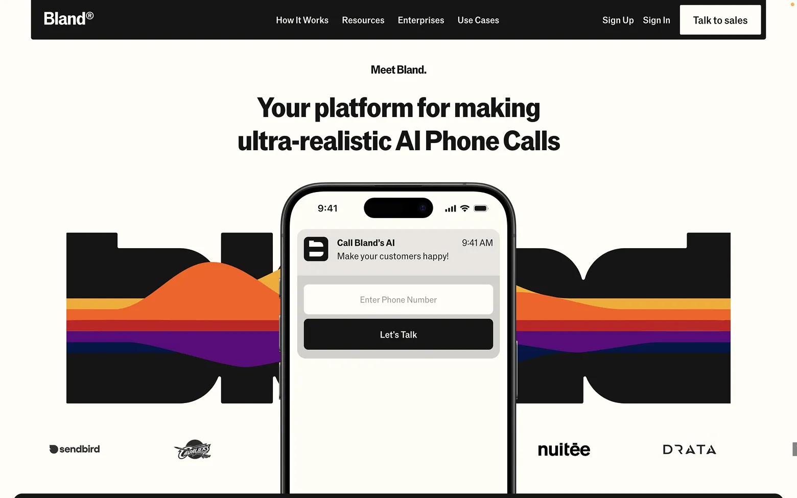 AI Website Example 1: Bland.ai