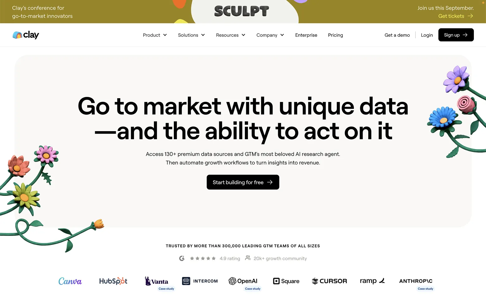 AI Website Example 6: Clay.com