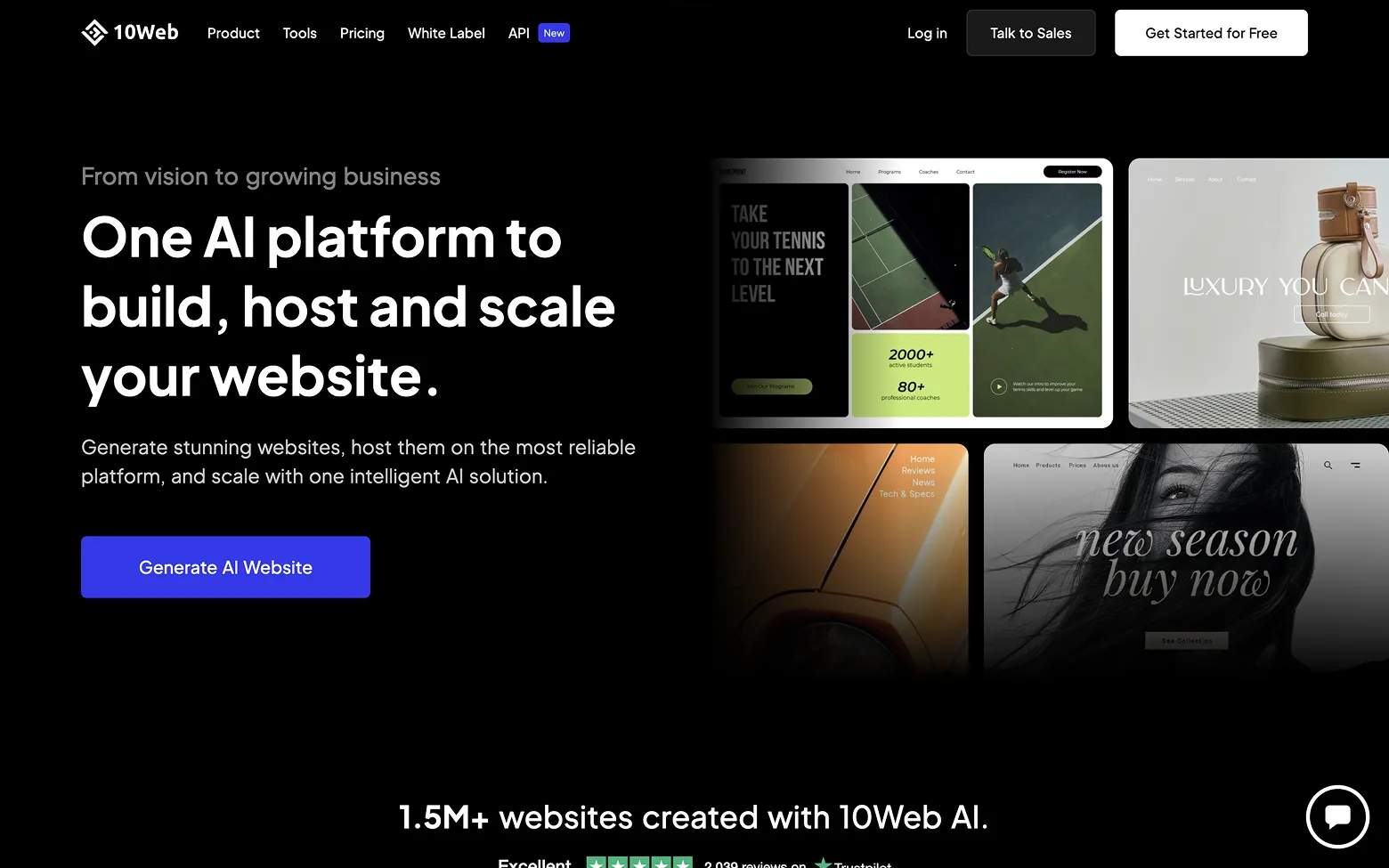 AI Website Example 21: 10Web.io