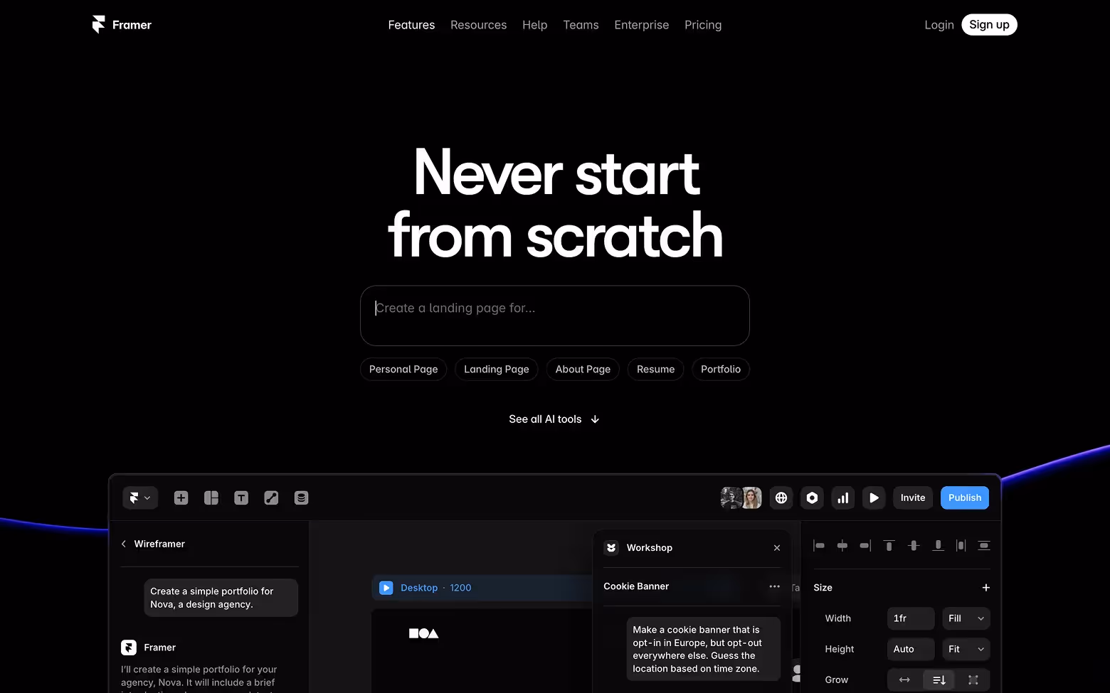 AI Website Example 24: Framer.ai