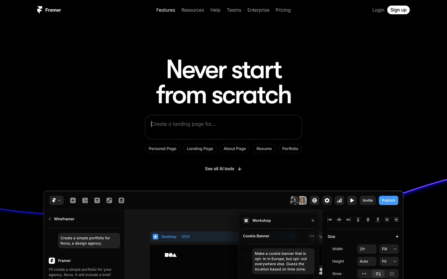 AI Website Example 24: Framer.ai