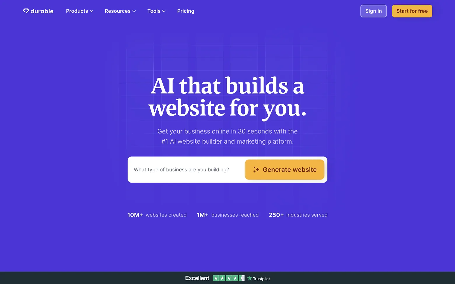 AI Website Example 25: Durable.co