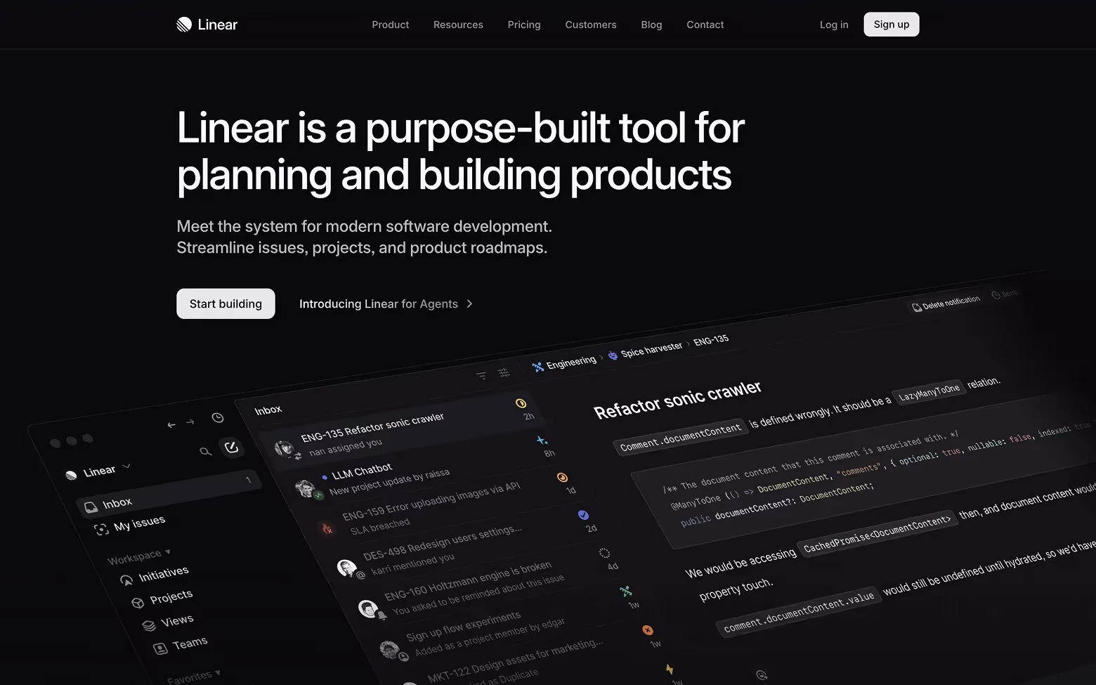 AI Website Example 29: Linear.app