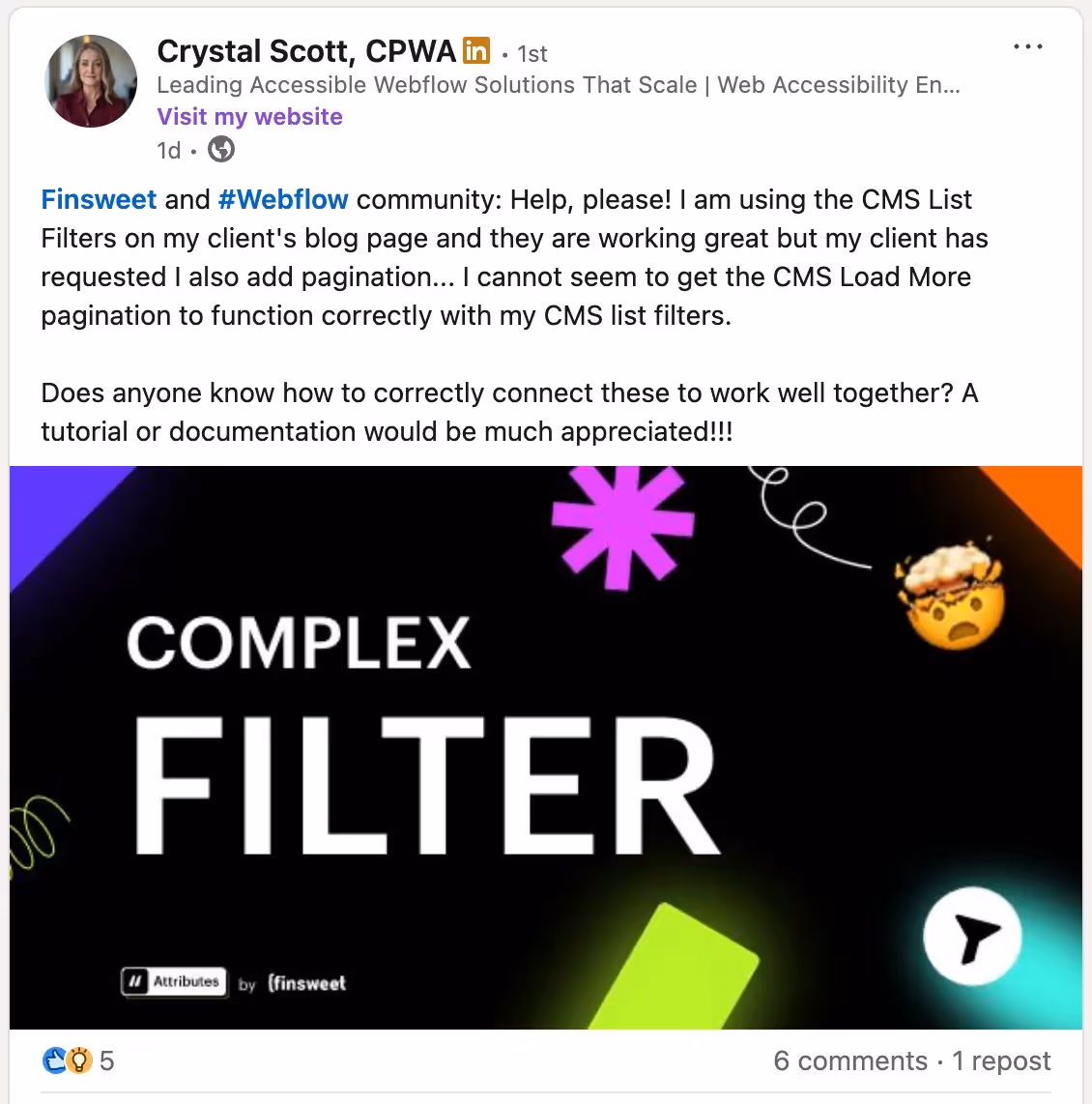 LinkedIn post where I reach out for help