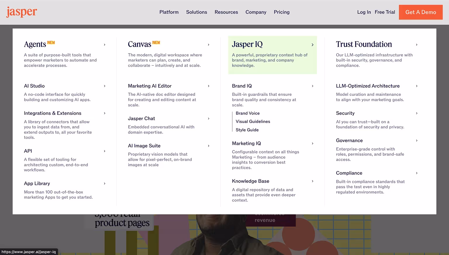Jasper Meganav Menu Example