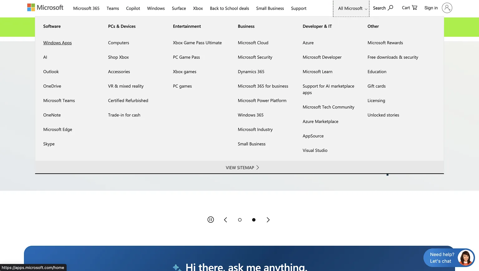 Microsoft Meganav Menu Example