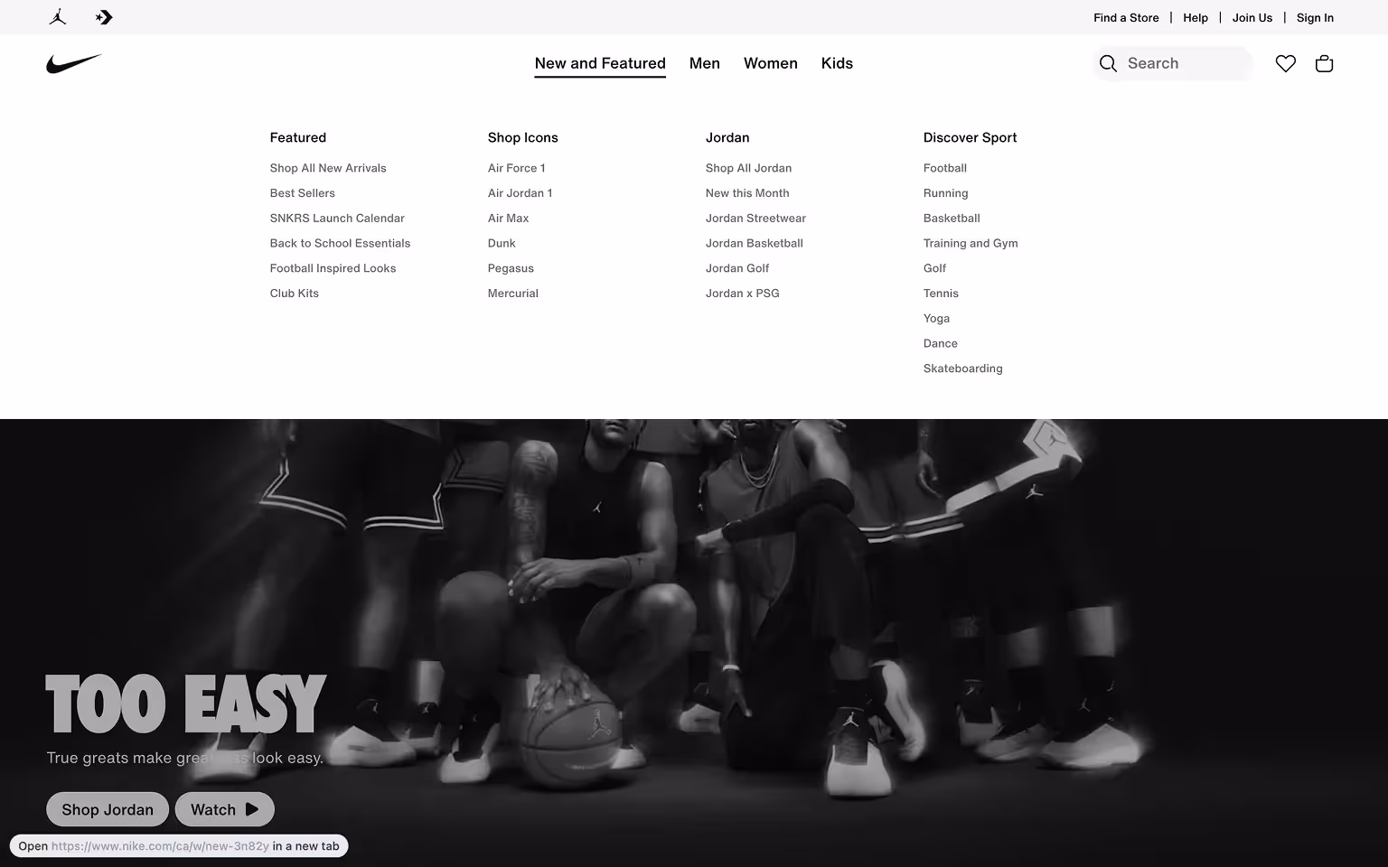 Nike Meganav Menu Example