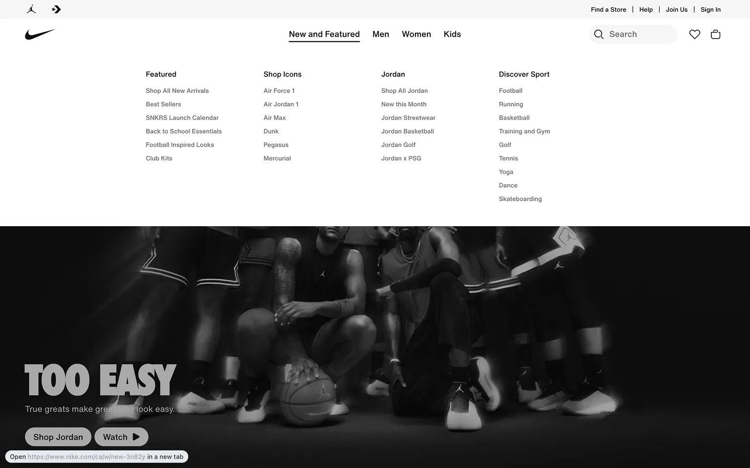 Nike Meganav Menu Example