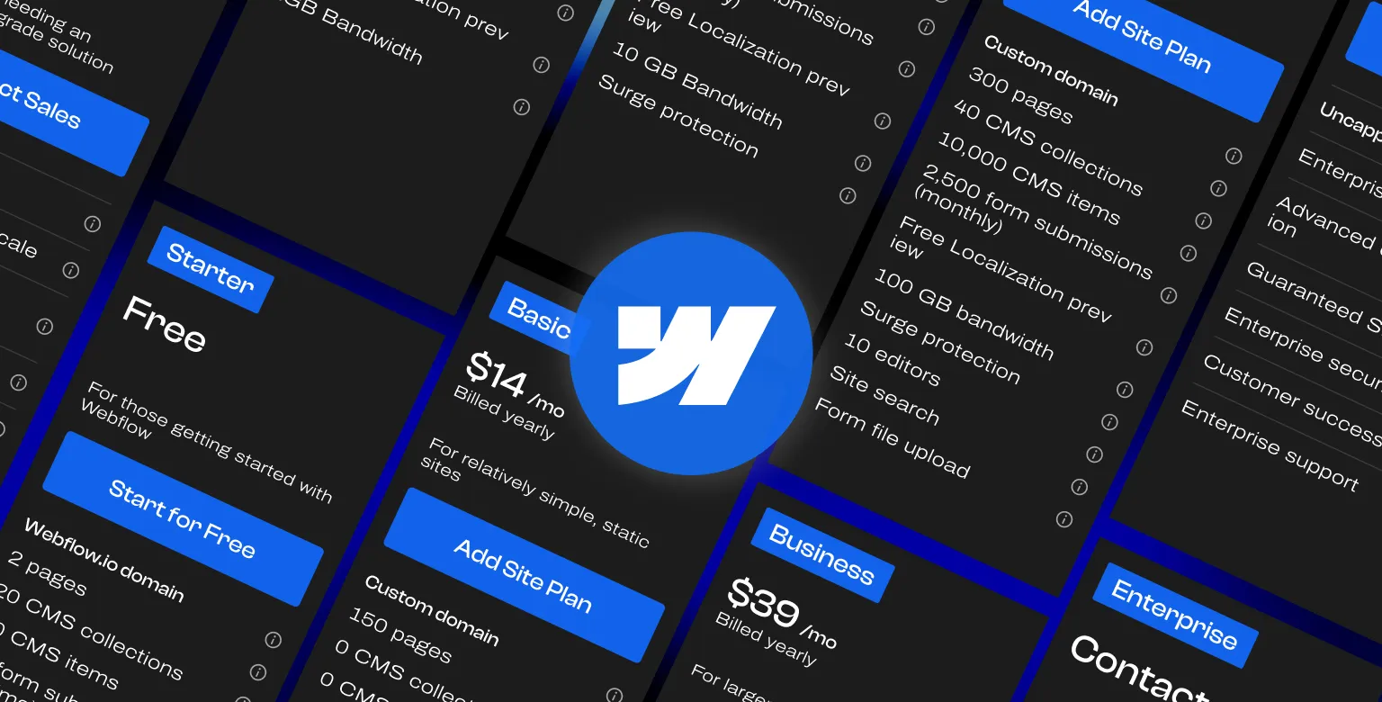 Webflow Pricing Page Example