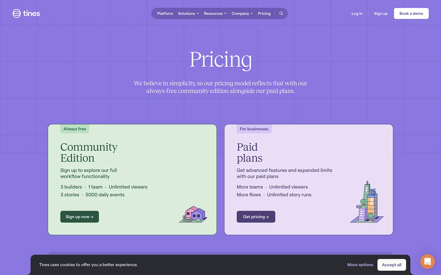 Tines Pricing Page Example