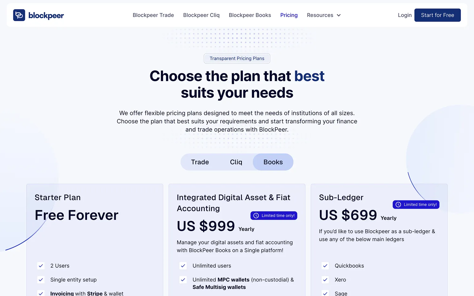 Blockpeer Pricing Page Example 