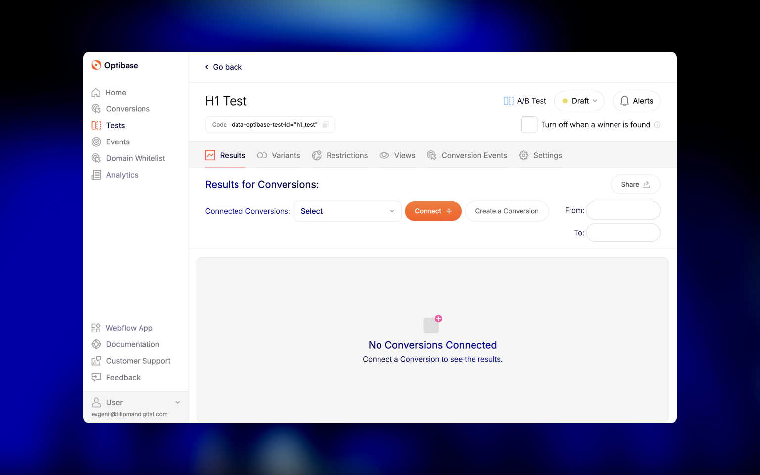 Optibase Dashboard to plan tests