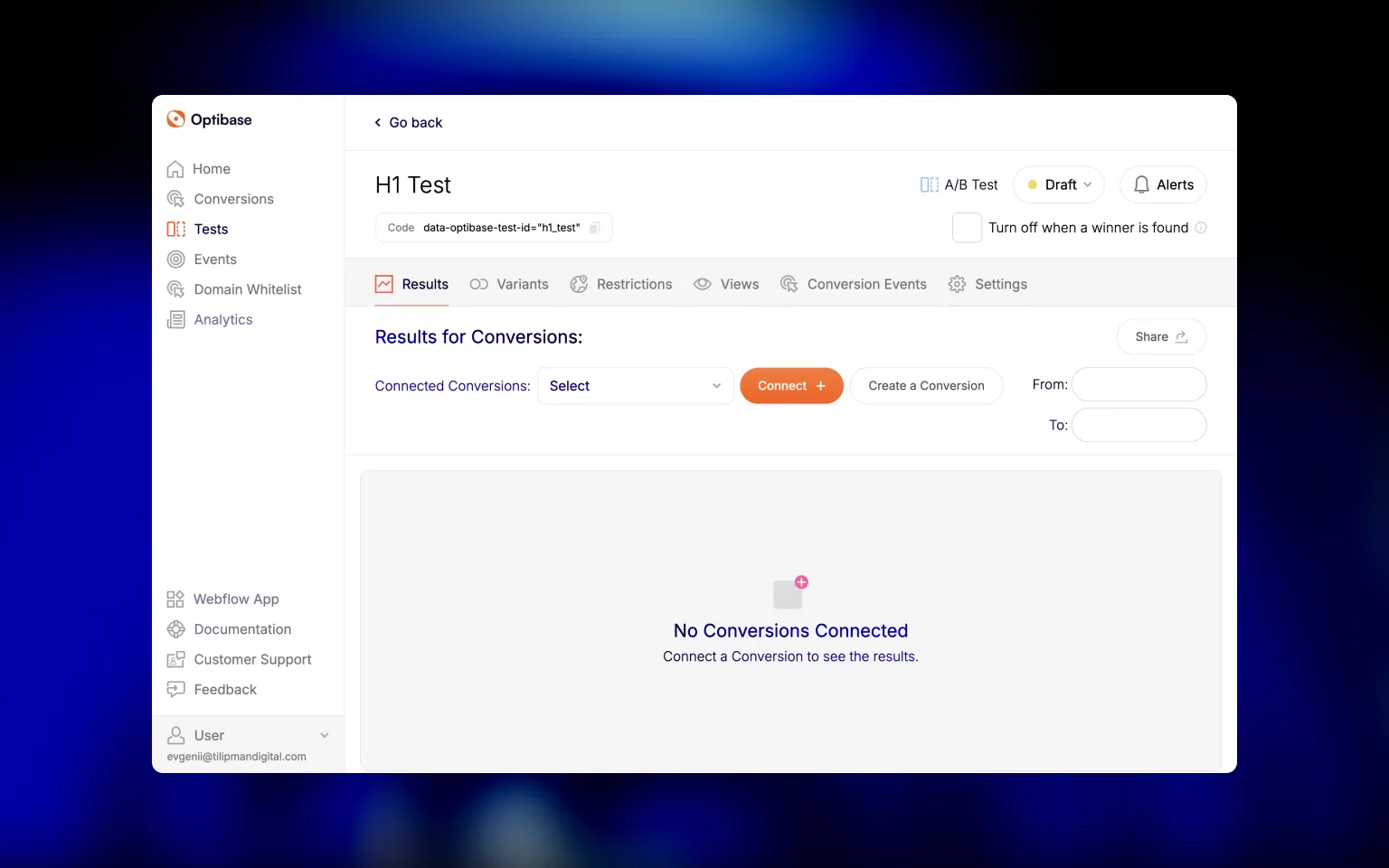 Optibase Dashboard to plan tests