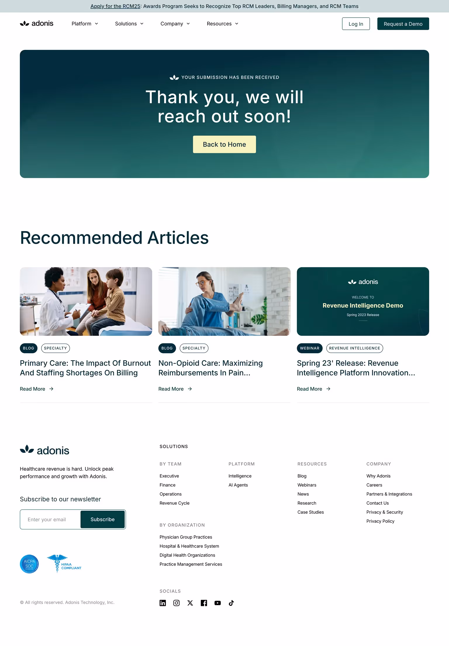 Lead-gen Thank You Page Examples: Adonis
