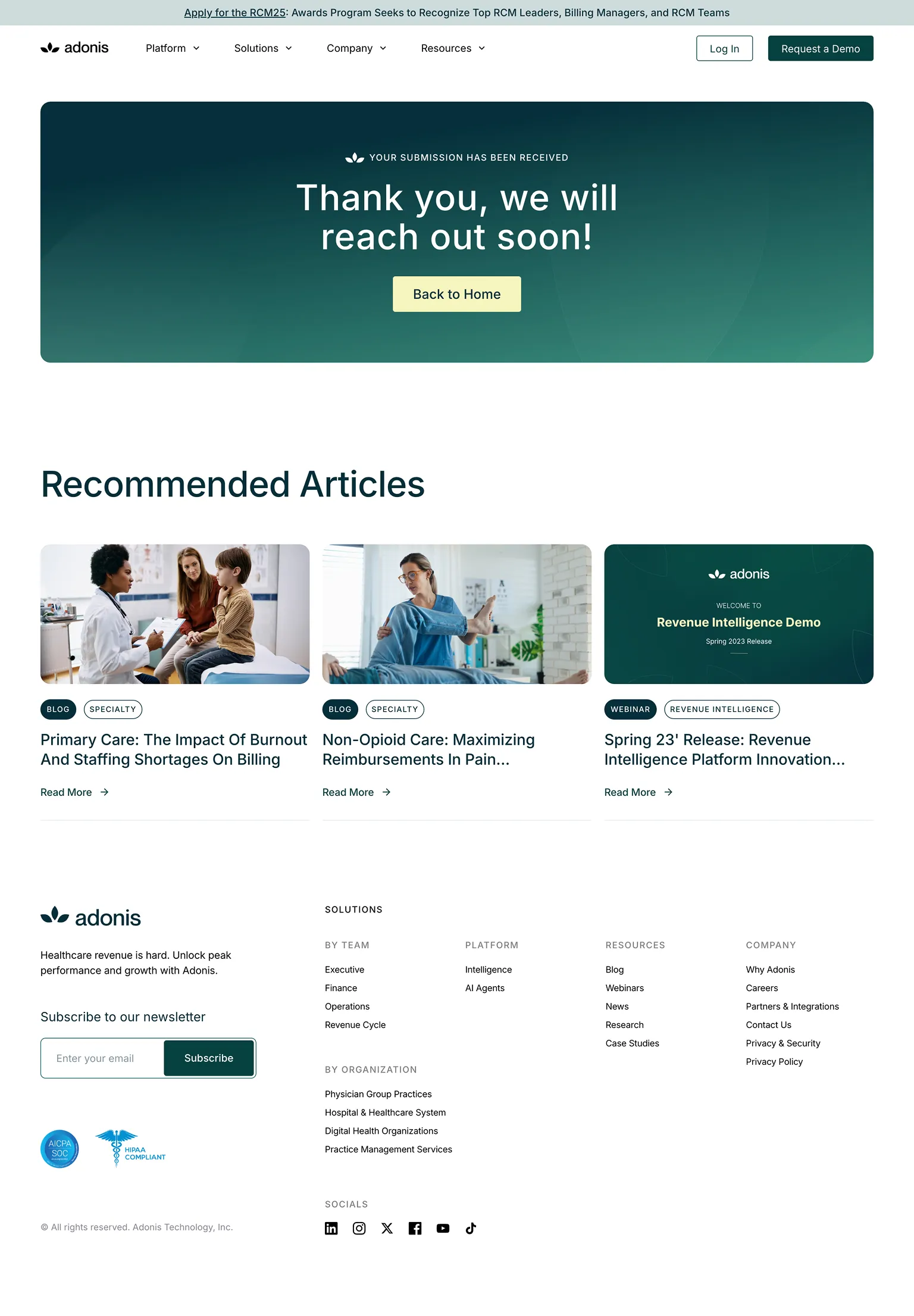 Lead-gen Thank You Page Examples: Adonis