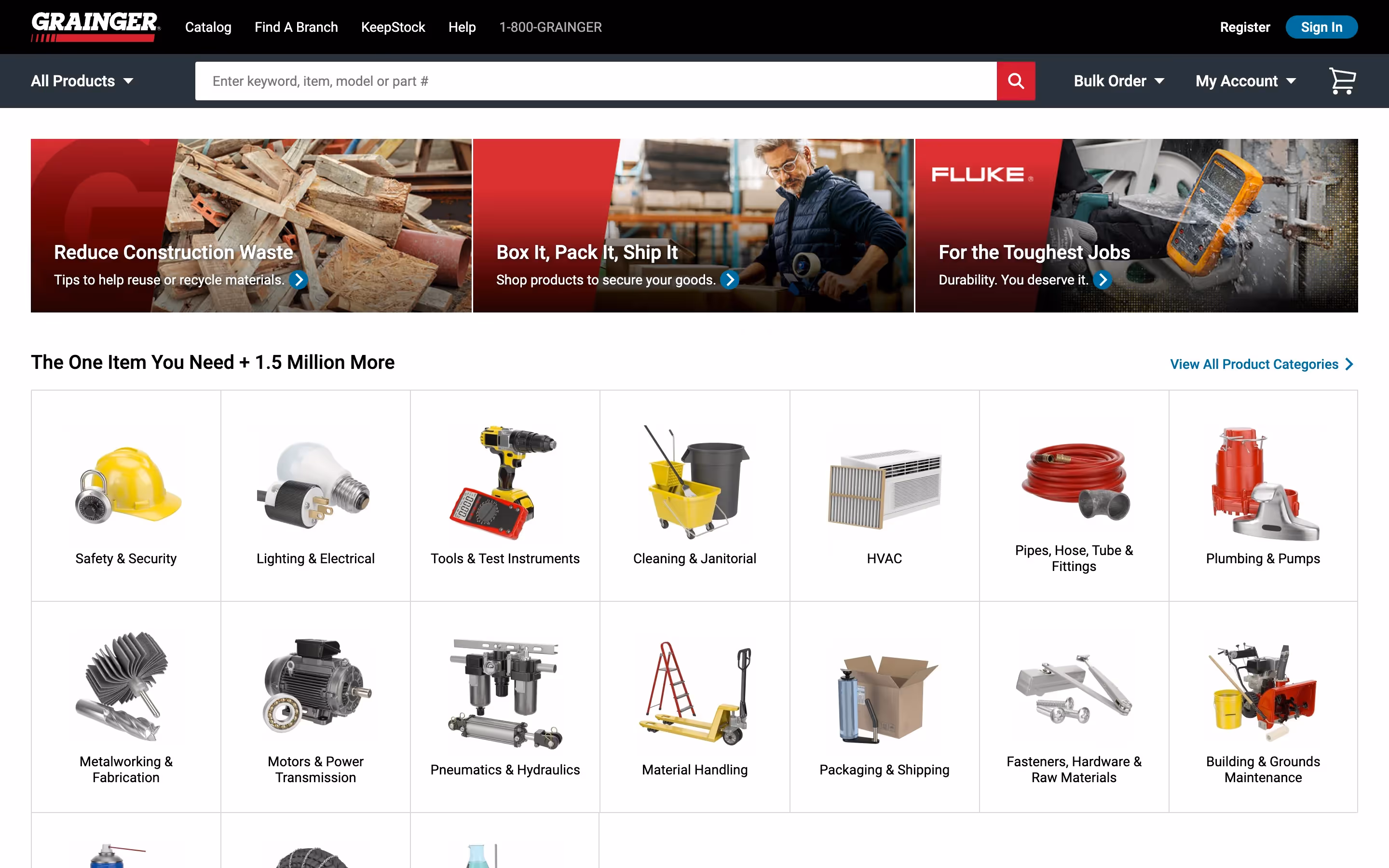 B2B website example #16: Grainger