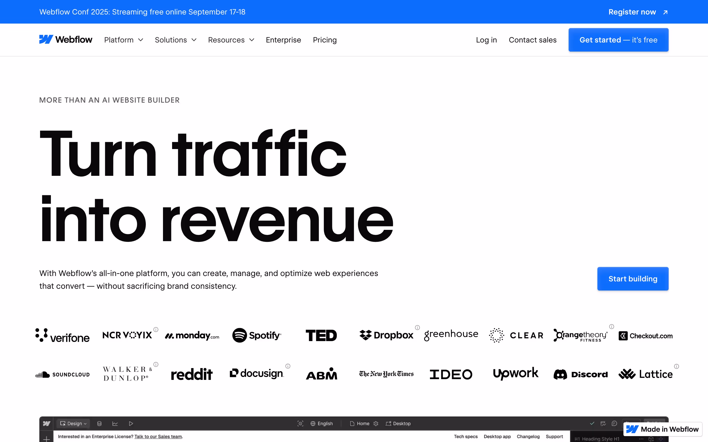 B2B website example #6: Webflow