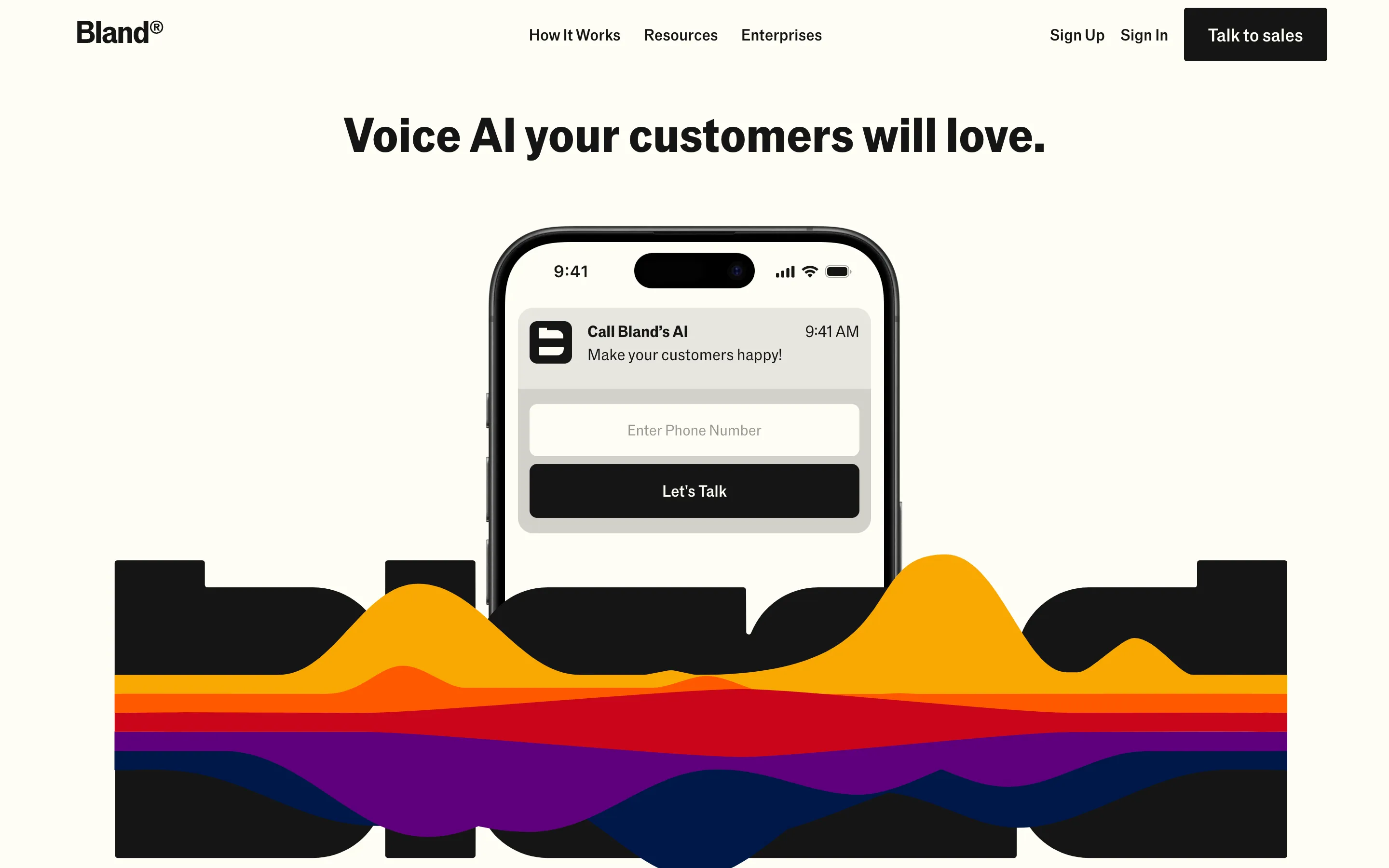B2B website example #1: Bland AI