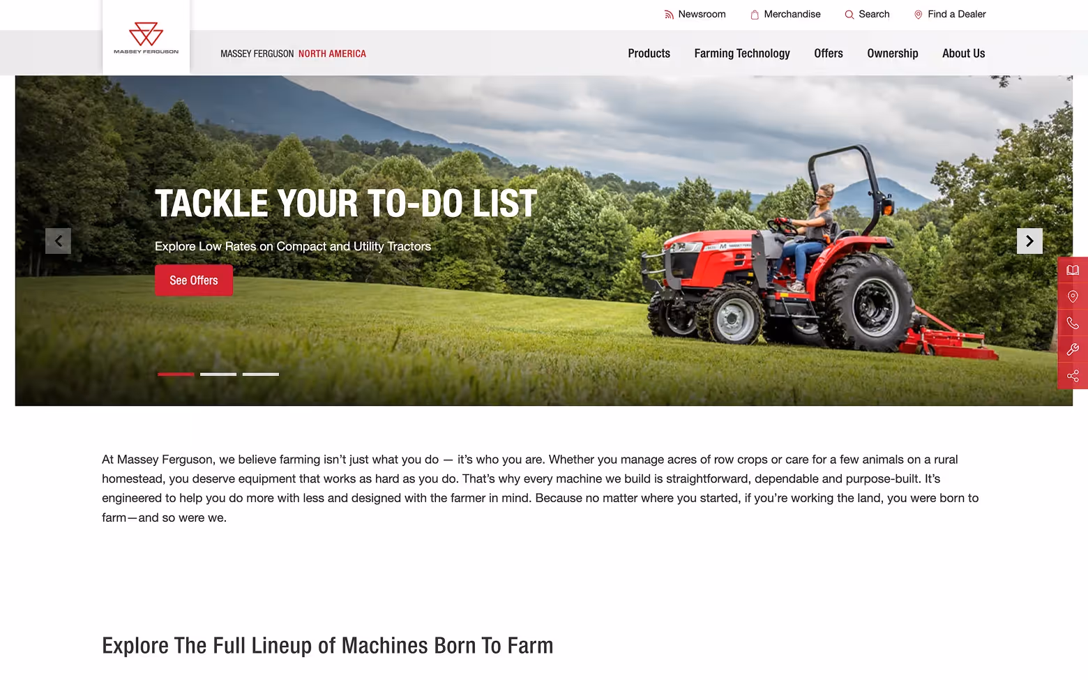 B2B website example #17: Massey Ferguson